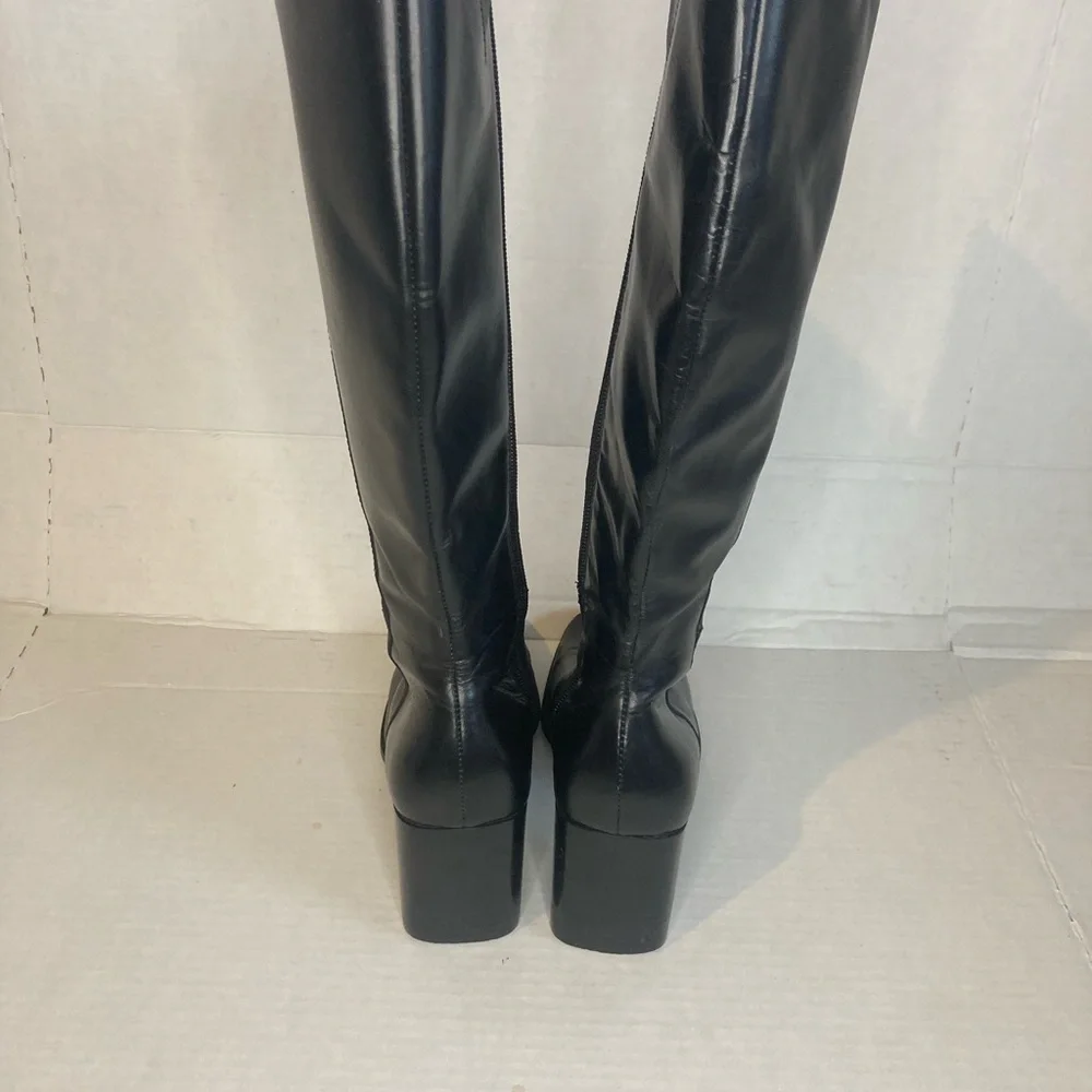 Calico Women Black Leather Knee-High Boots